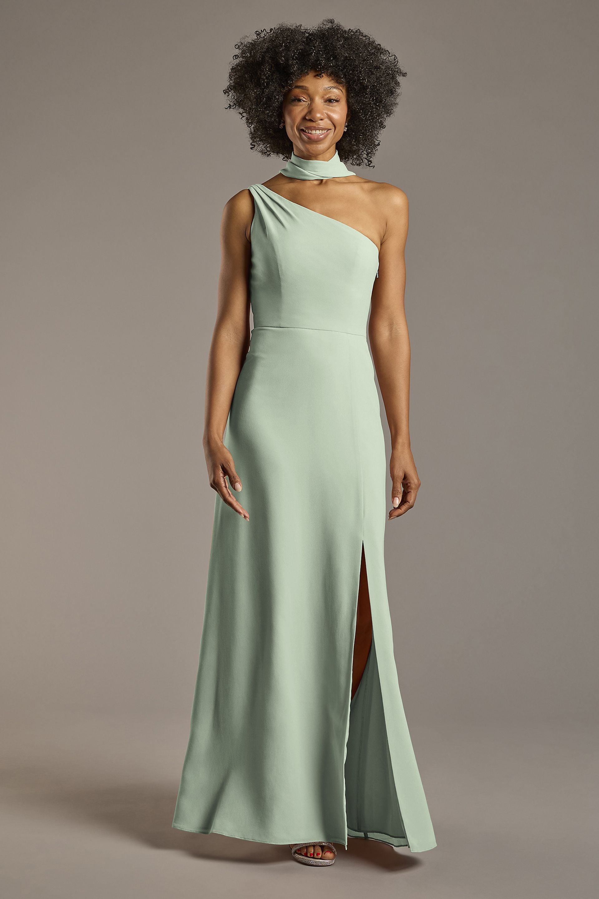 Convertible One-Shoulder Chiffon Dress | David's Bridal